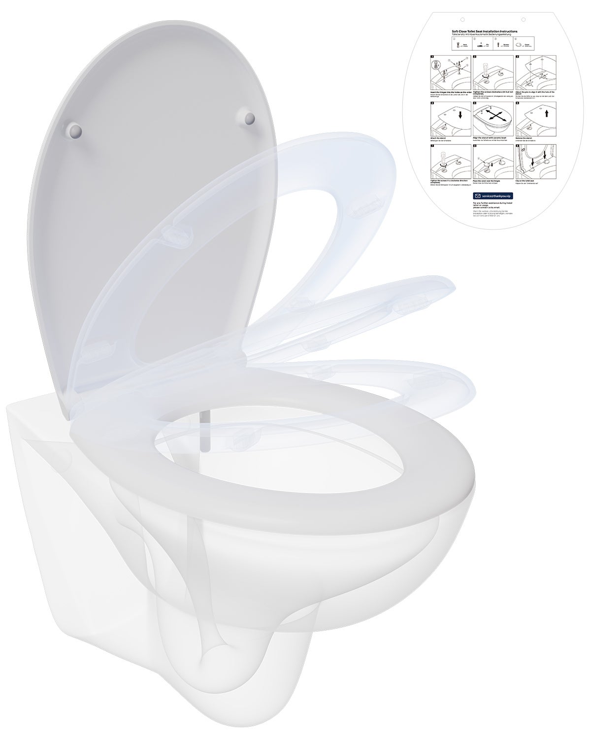 Sedile WC Cecipa max con freno anticaduta, sedile WC a forma di O, coperchio WC bianco per bagno - 2