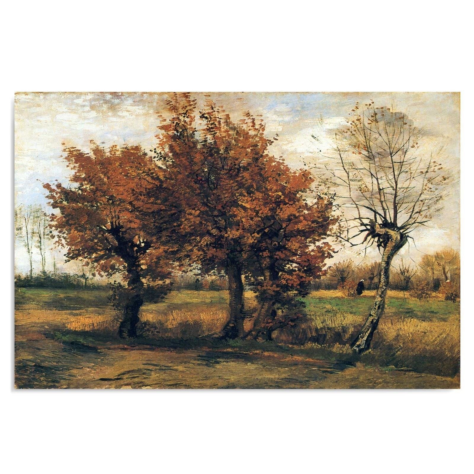 Obraz na płótnie, Pejzaż jesienny z czterema drzewami - V. van Gogh reprodukcja 100x70