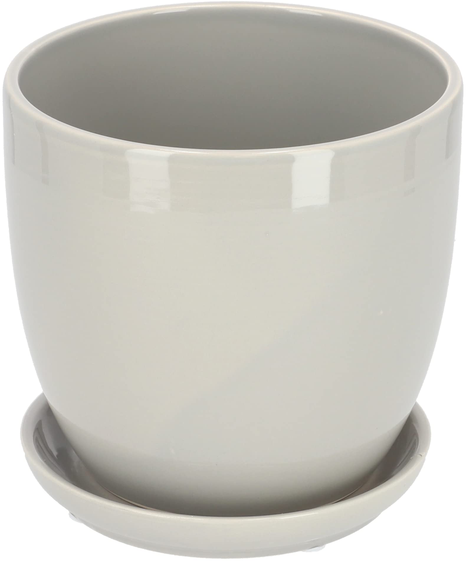 Pot de Fleurs, en Céramique, pour Fleurs, Plantes, Diamètre : 15 cm, avec Bac d'Égouttement, Gris - KOTARBAU - 6