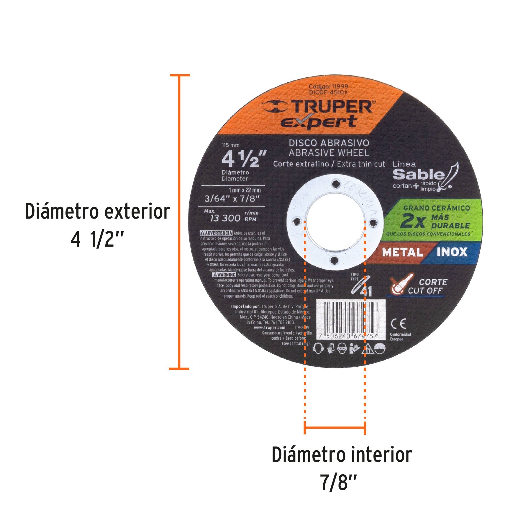 Disc debitare metal si inox, Ø 115 mm, TRUPER EXPERT
