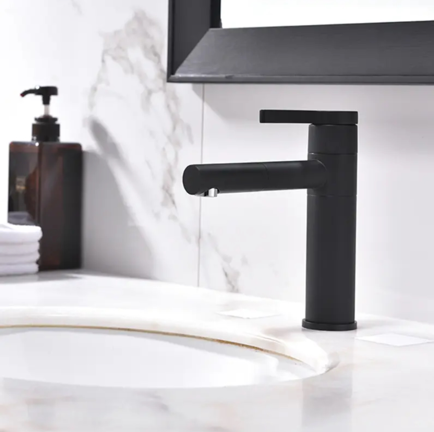 Rubinetto lavabo da piano in ottone nero opaco BNF605B collezione Céphise - 2