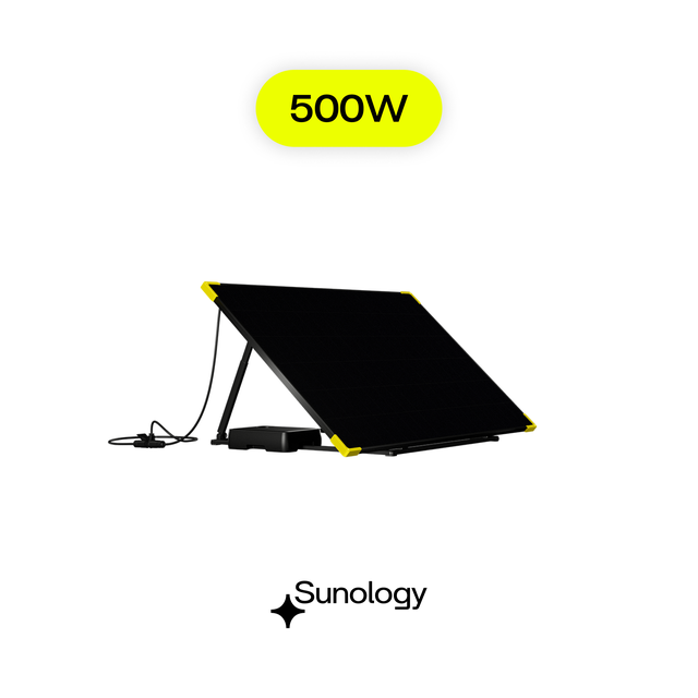 Sunology PLAY - Panneau solaire complet 500W bifacial – Station solaire livrée totalement assemblée – Installation au sol ou au mur