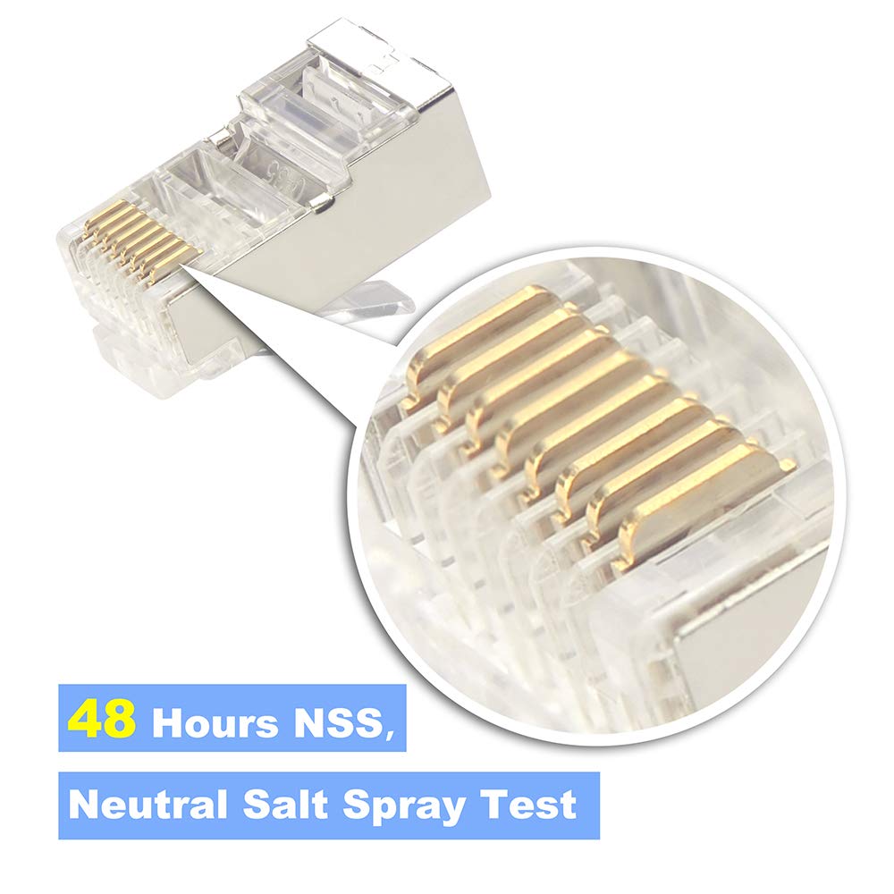 Lot de 25 Connecteur RJ45 CAT6 Embout de Connecteur Blindé Nickelé RJ45 8P8C Via Une Prise Modulaire Ethernet Imprimante - 3