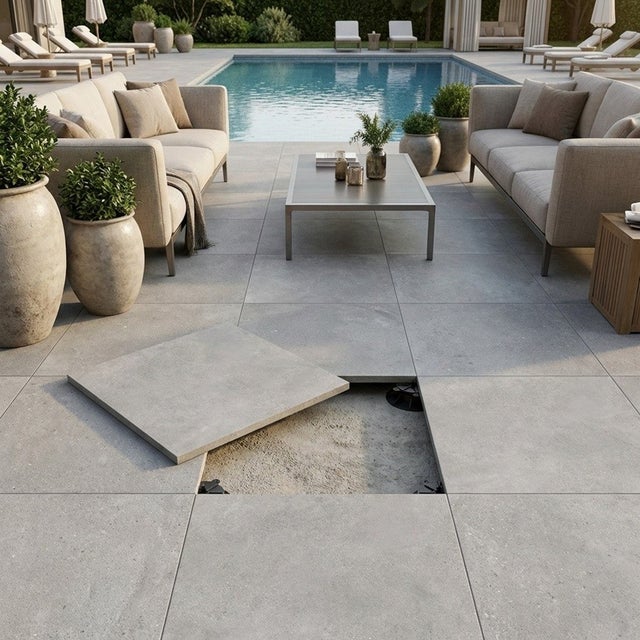 Dalle Sur Plots Portland Perla 60x60x2 Cm Effet Pierre Antidérapant R11
