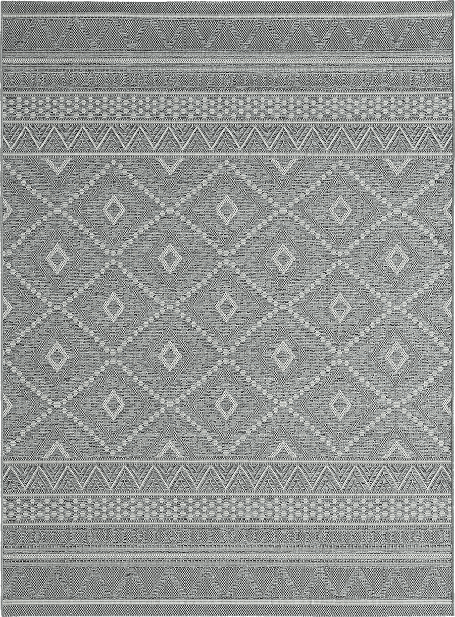 Tapis Calgary tissé plat intérieur extérieur design moderne, Gris, 140 x 200 cm - 3