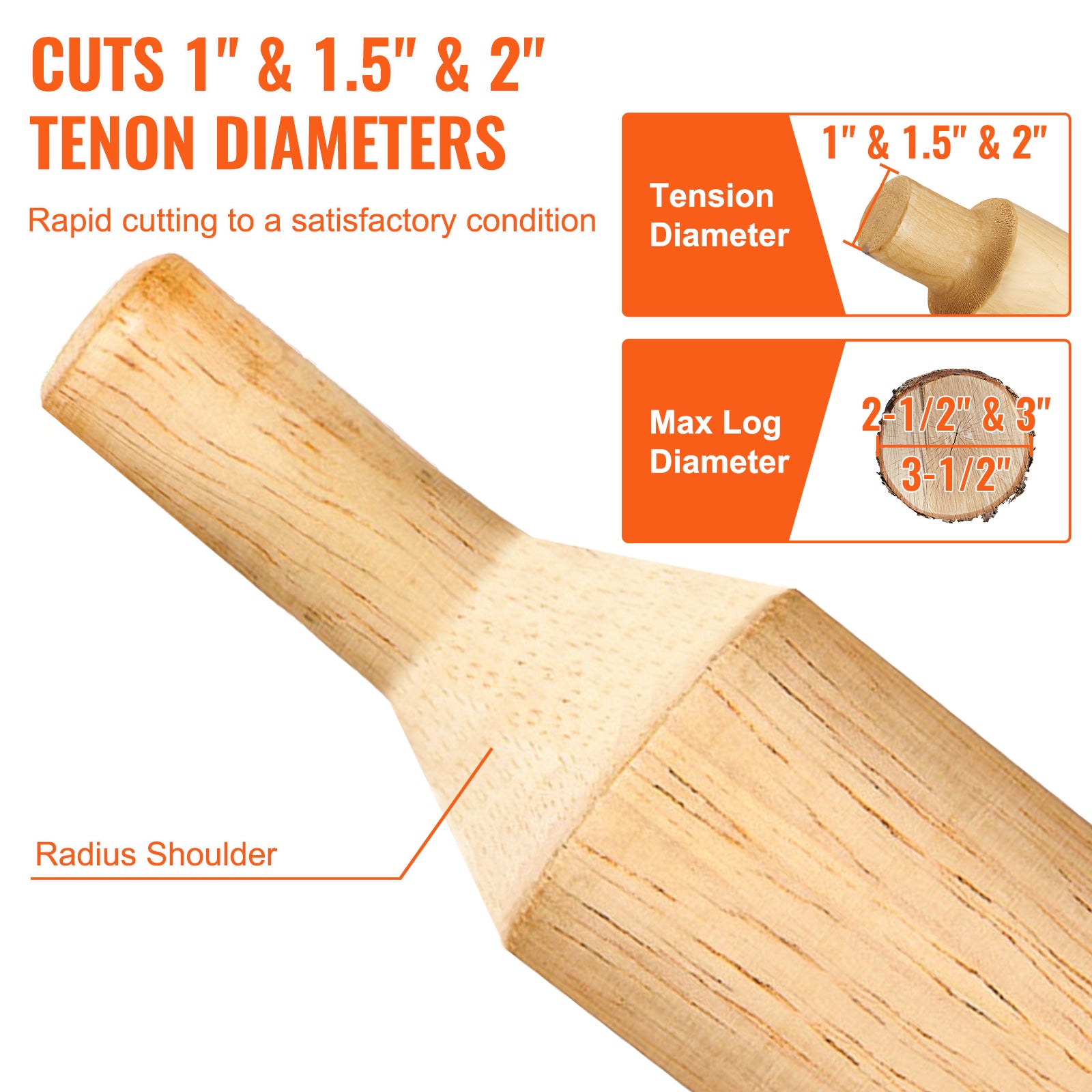 Embouts à Tenonner VEVOR 25,4 mm 38 mm et 50,8 mm Tenons à Épaules Coniques en Aluminium et Acier Solide Lames Droites Kit Démarrage pour Construction - 4