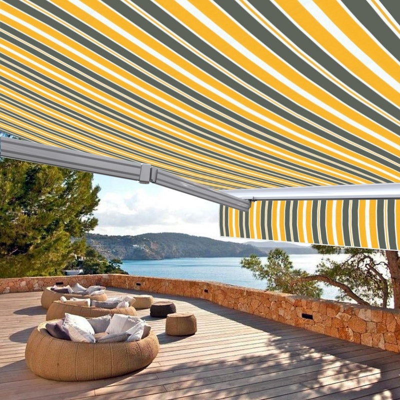 Store banne motorisé et manuel 2,5 x 2 m Demi coffre pour terrasse - Gris jaune - 2