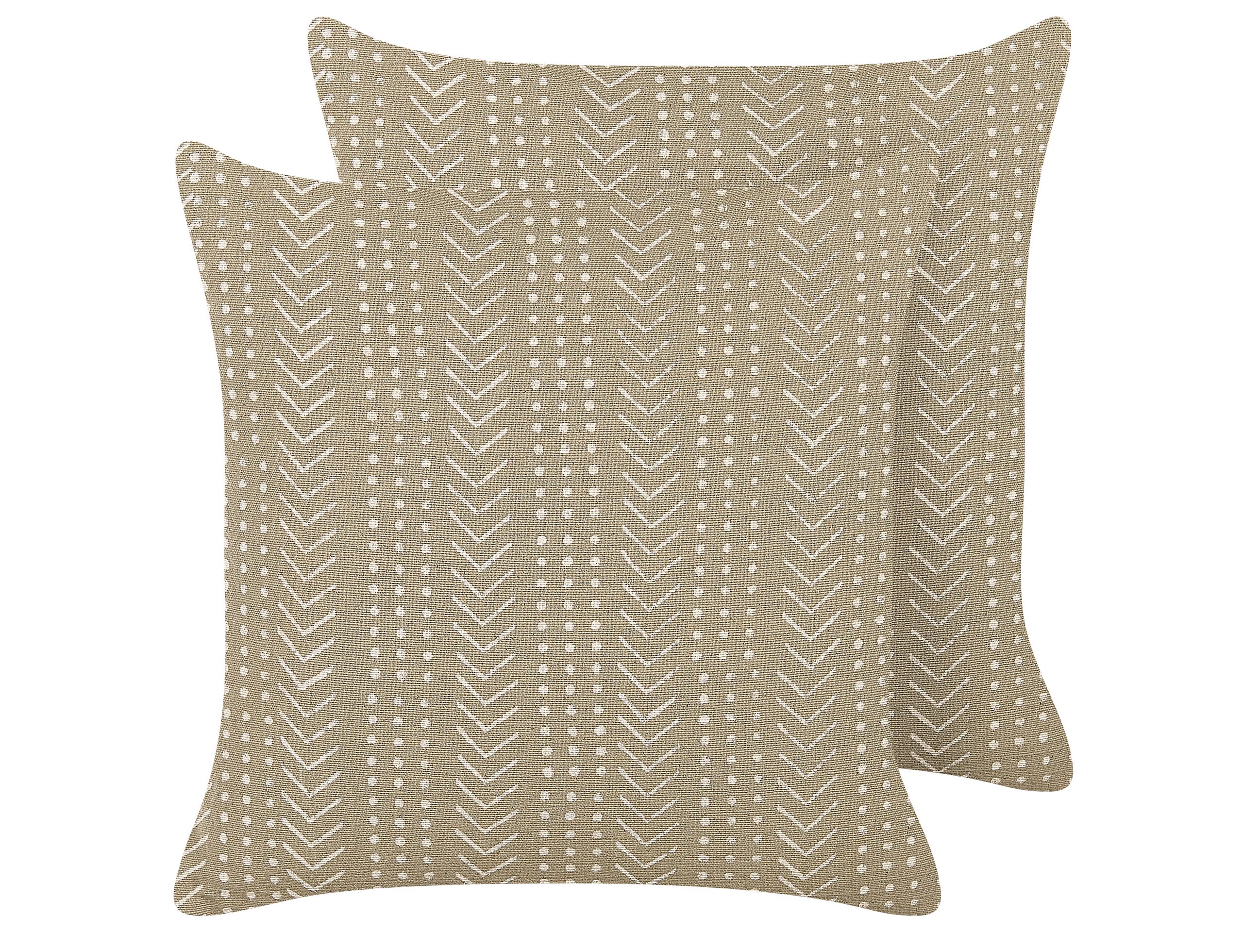 Beliani conjunto de 2 cojines senecio algodón 45 x 45 cm geométrico impresión en bloque beige
