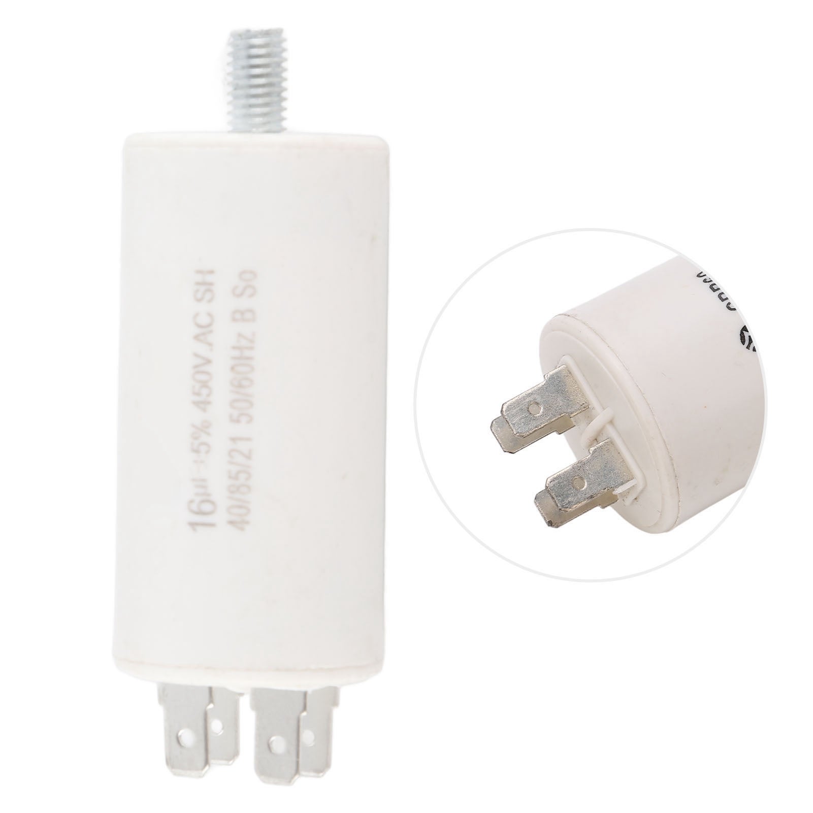 Condensatore di marcia CBB60, condensatore motore a cilindro a doppio inserto per lavatrici ed elettrodomestici, 450 V, 16 uF - 8