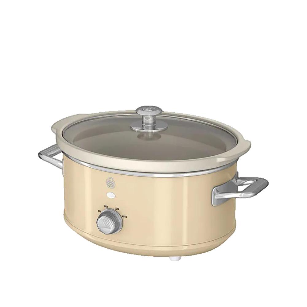 Swan Retro Olla Cocción Lenta, 3,5L, Recipiente Extraíble Antiadherente Cerámica Libre Pfoa, Vintage, Sf17021cneu Crema , Leroy Merlin