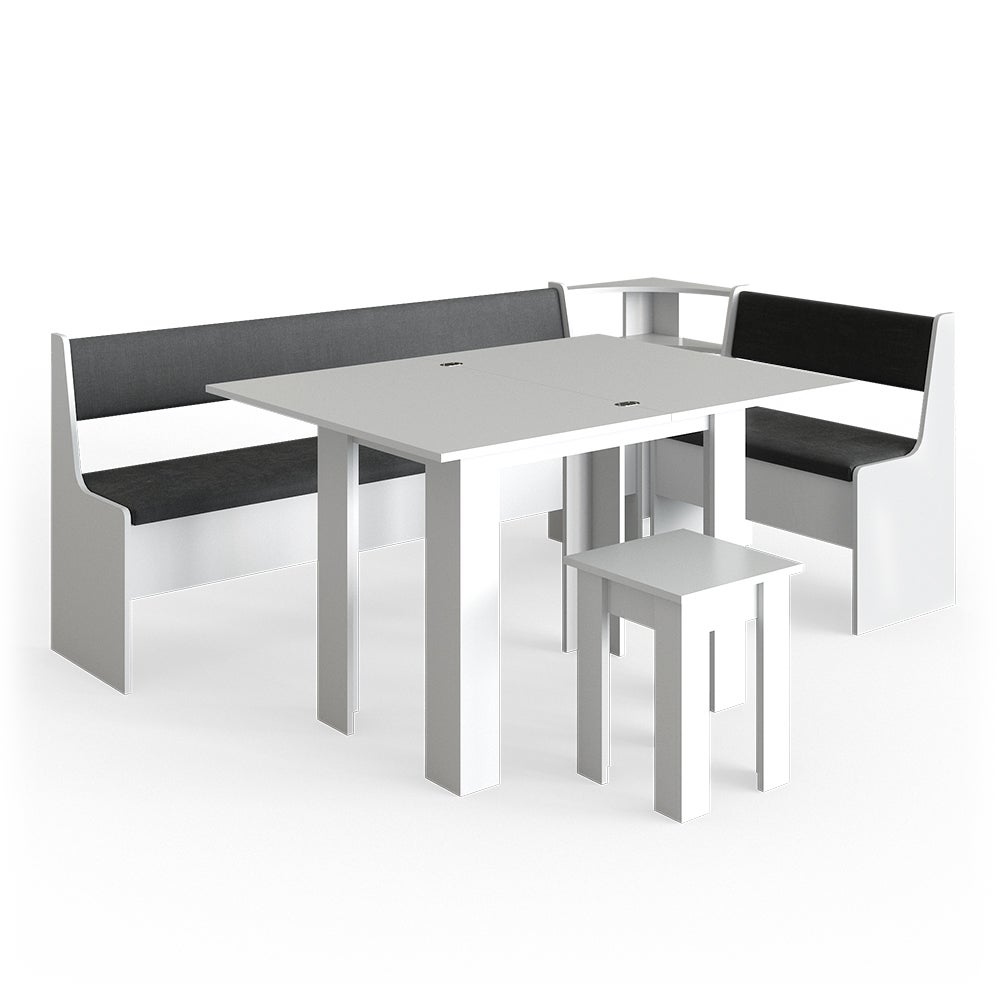 Vicco Corner Bank Group Roman, Biały, 210 x 120 cm z tabelą