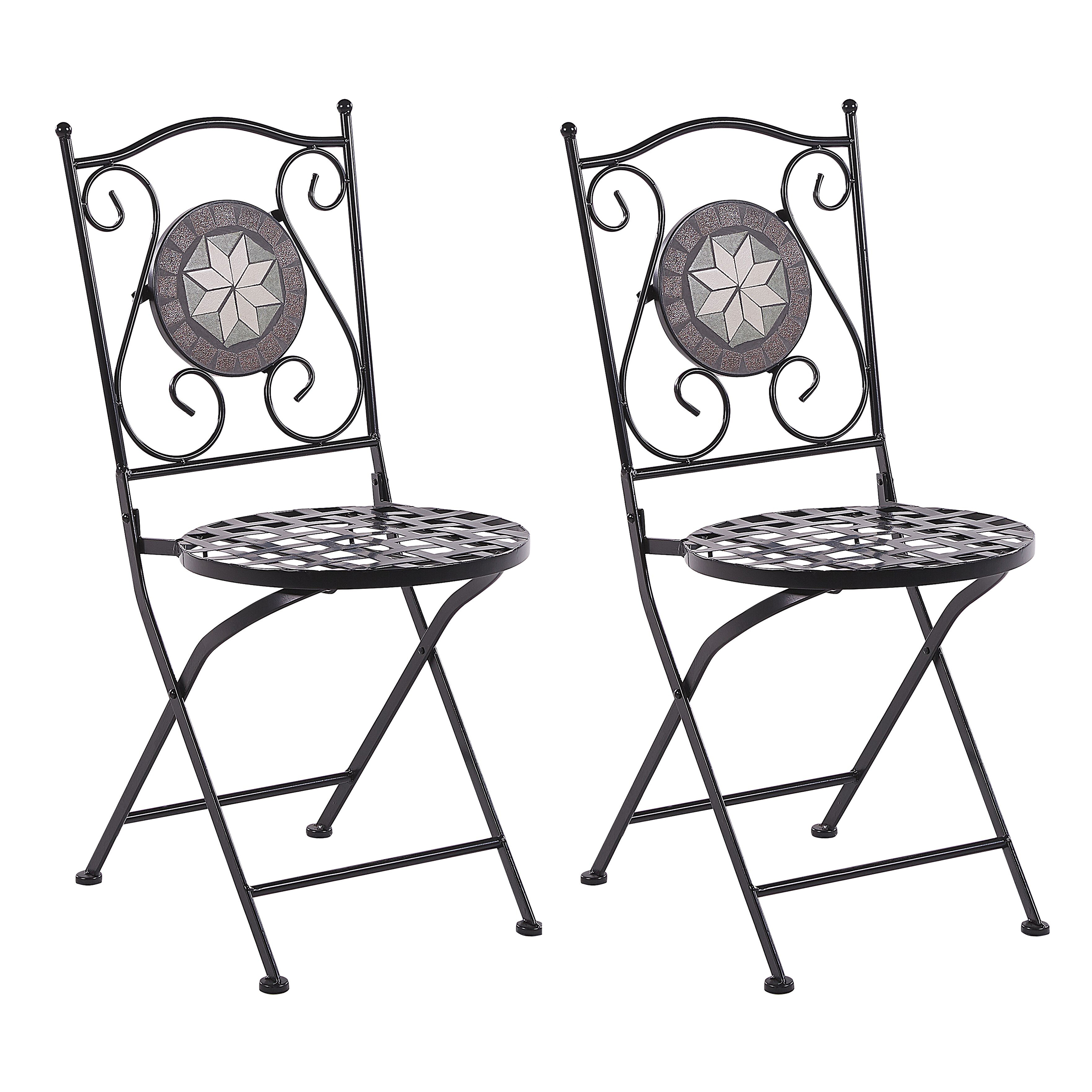 Set de 2 scaune de grădină CARIATI Metal Negru 2buc