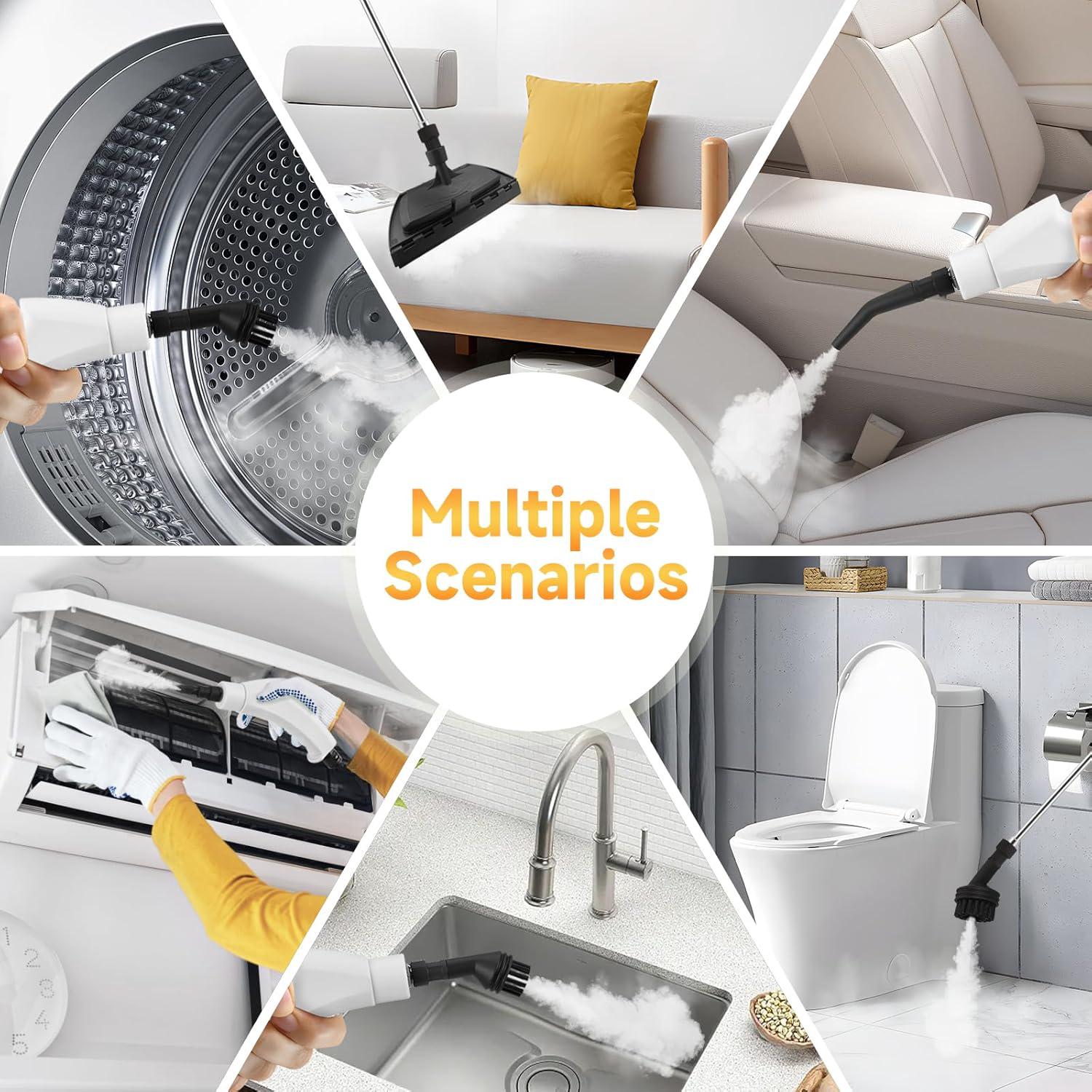 Nettoyeur vapeur portable haute pression 2500W 1100ML, avec 3 têtes de brosse, manuel multifonctionnel, adapté aux cuisines. - 6