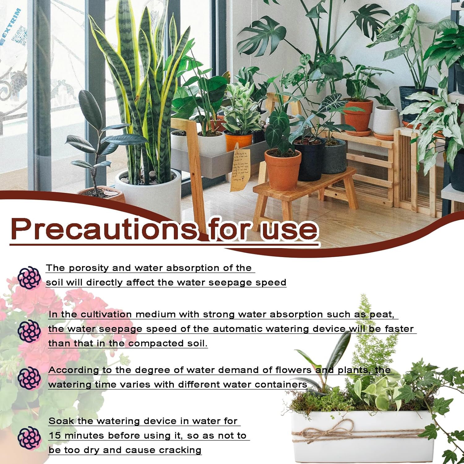 Oyas a Planter Terre Cuite, 4 Pièces Arrosage Goutte à Goutte Ollas Terre Cuite Arrosage Automatique Plantes Irrigation Goutte a Goutte Bouteille pou - 3