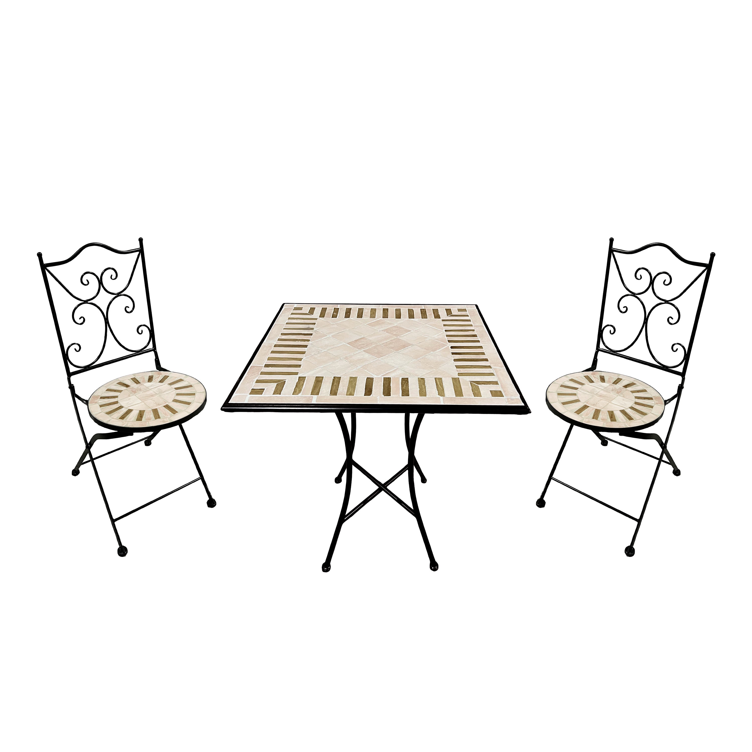 Axi Camilla Table Et Chaise Bistrot, 2 Chaises 1 Table, Ensemble Bistro Extérieur, Mosaique Beige Toscane - Salon De Jardin Bistrot, Table Bistrot - 3