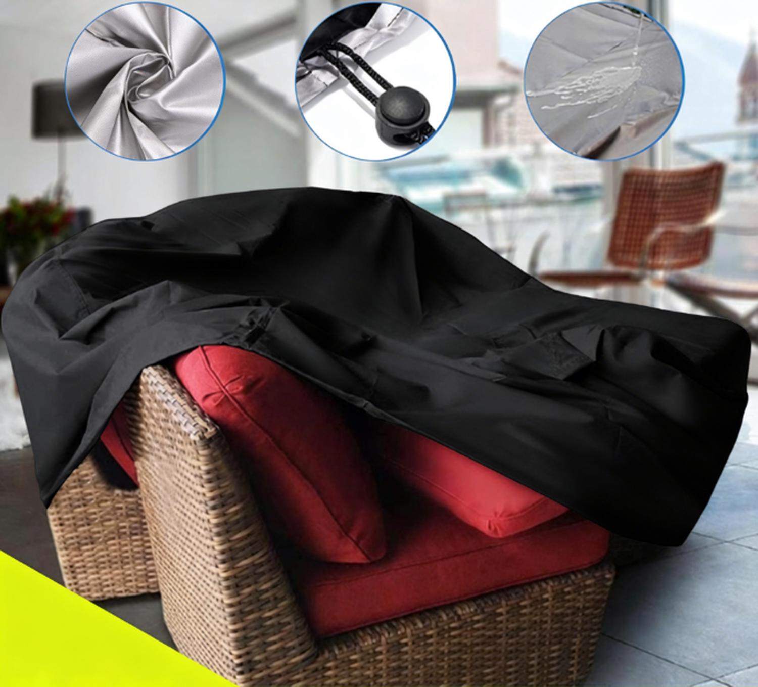 Housses de Meubles d’extérieur imperméable à l’Eau Canapé Chaise Table Housse de Pluie Snow Dust Cover Oxford Fabric Garden Noir 90*90*90cm(LxLxH) - 3