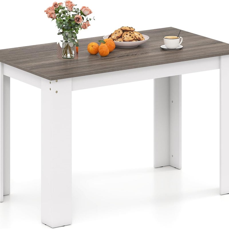 Stół do Jadalni dla 4-6 Osób, Stół Kuchenny 120 x 70 cm, Okleina Imitująca Drewno, Nogi w Kształcie Litery L, Antypoślizgowe Nakładki (Szare)