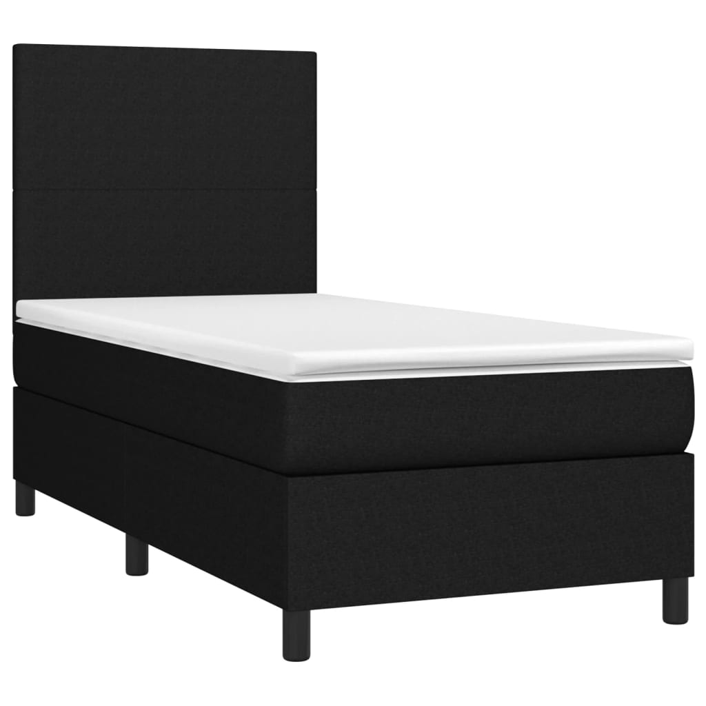 Sommier à lattes de lit avec matelas et LED Noir 90x200cm Tissu vidaXL - 4