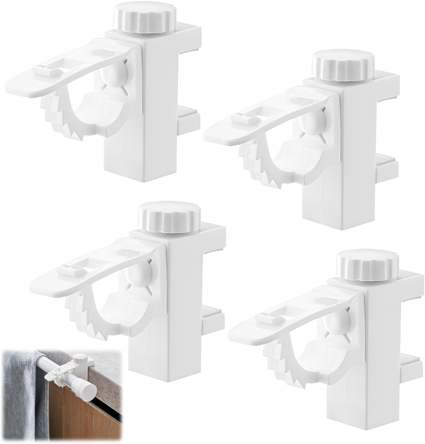 Lot De 16 Crochets Adhésifs Pour Tringle Rideau Sans Perçage - Support Rideau Cuisine Salle De Bain - Charge 5 Kg - Transparent