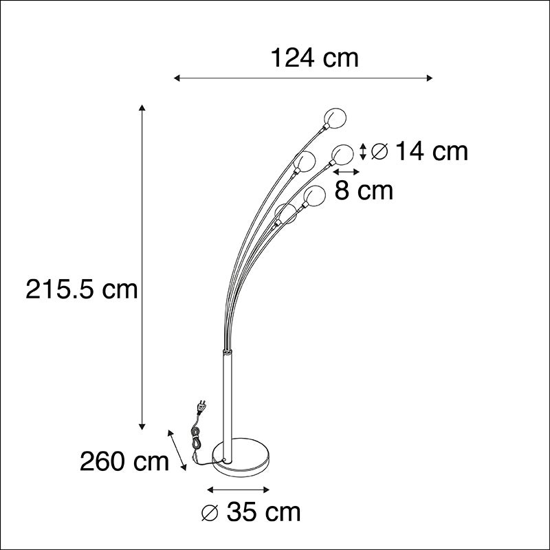 Lampadaire sixties marmo - 5 lumière - H 2155 mm - Doré/Laiton - Moderne, Design - Éclairage intérieur - Salon I Chambre - 4