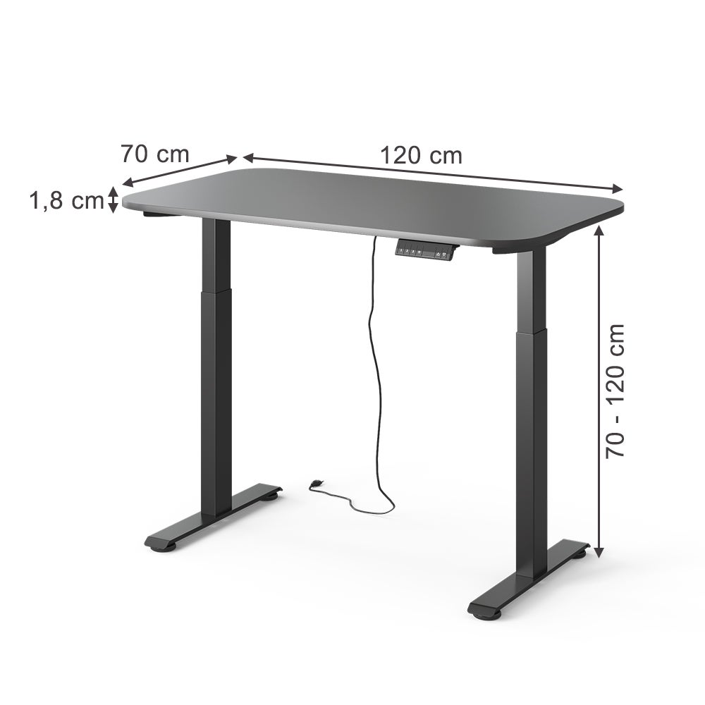 Vicco Biurko Elevate, Czarny/Antracyt, 120 x 70 cm 2 silniki - 2