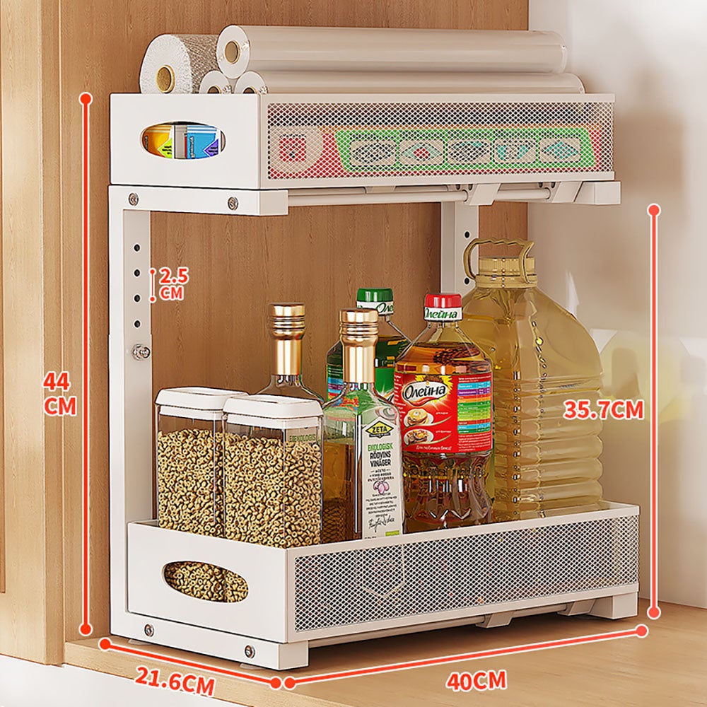 FANHAO Étagère Rangement Cuisine en métal, Étagère sous Évier Rack à 2