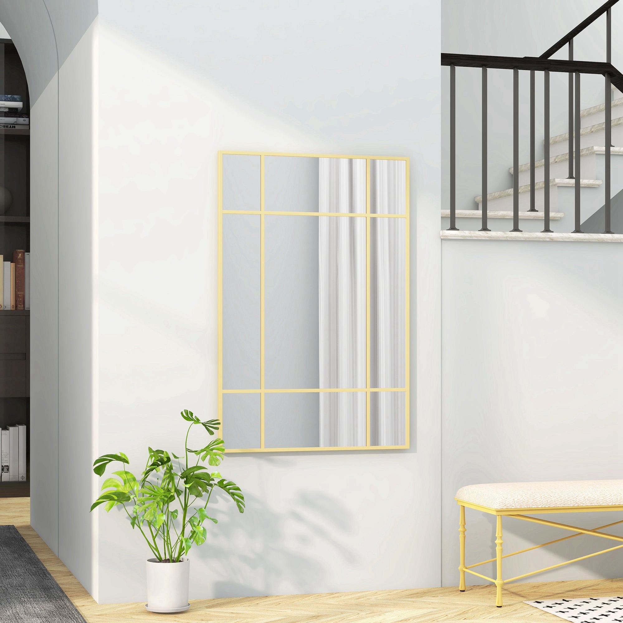 Miroir Mural Style Fenêtre.Fixation Verticale et Horizontale.90x60cm ...