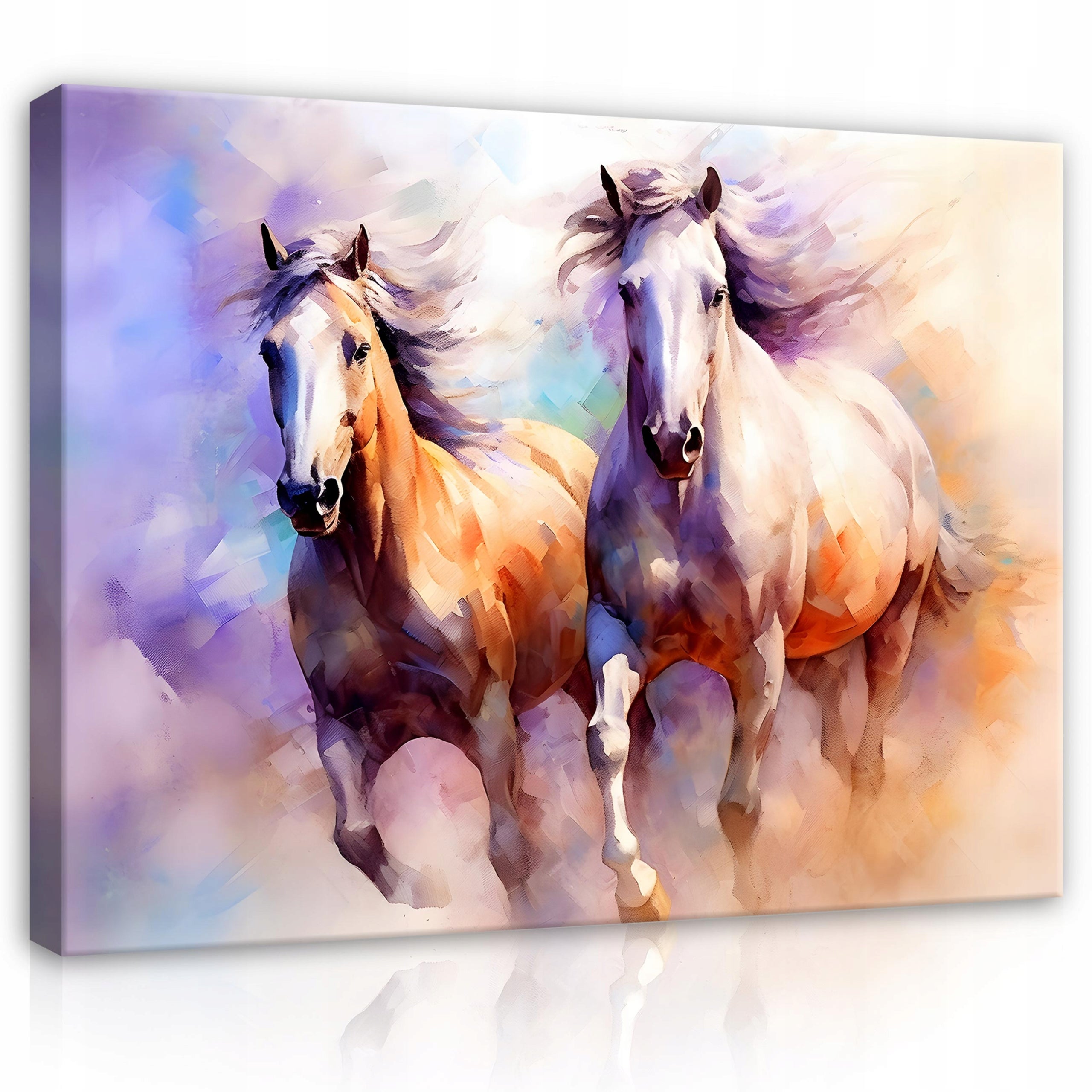 Tableau Peinture Sur Toile - Paysage Animal Cheval - Décoration Salon - Neuf