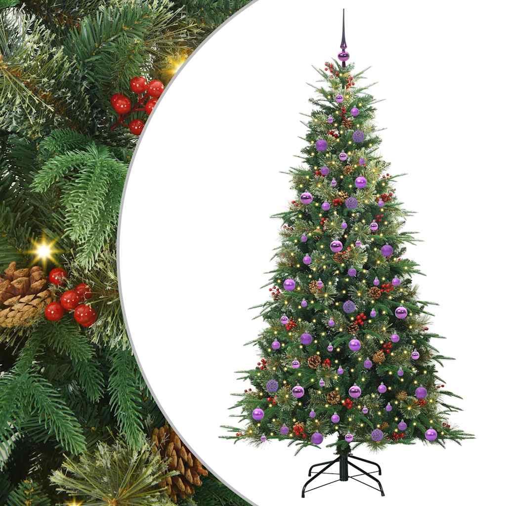 Albero Di Natale | Albero Natalizio Artificiale Con Luci Integrate Argento 180 Cm 98399792