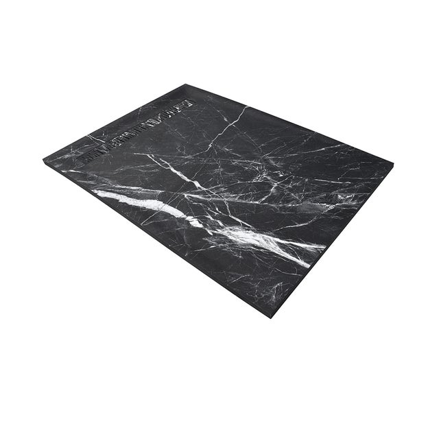 Receveur résine 150 x 100 cm effet marbre noir - grille caniveau excentrée