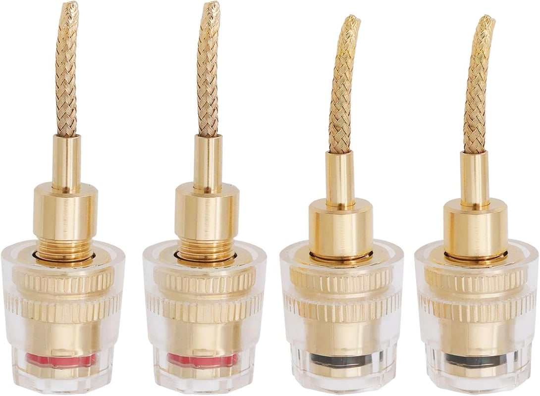 4 szt. złoconych adapterów audio z wtykami bananowymi 2 mm na 4 mm