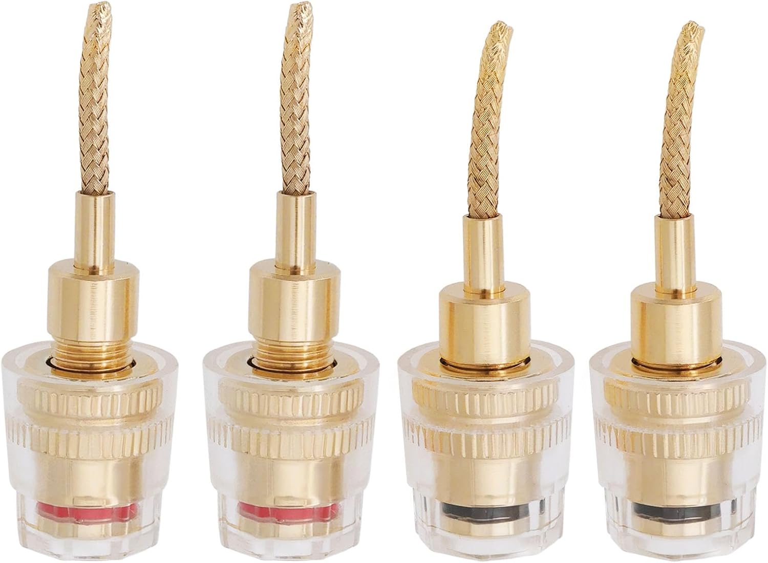 4 szt. złoconych adapterów audio z wtykami bananowymi 2 mm na 4 mm