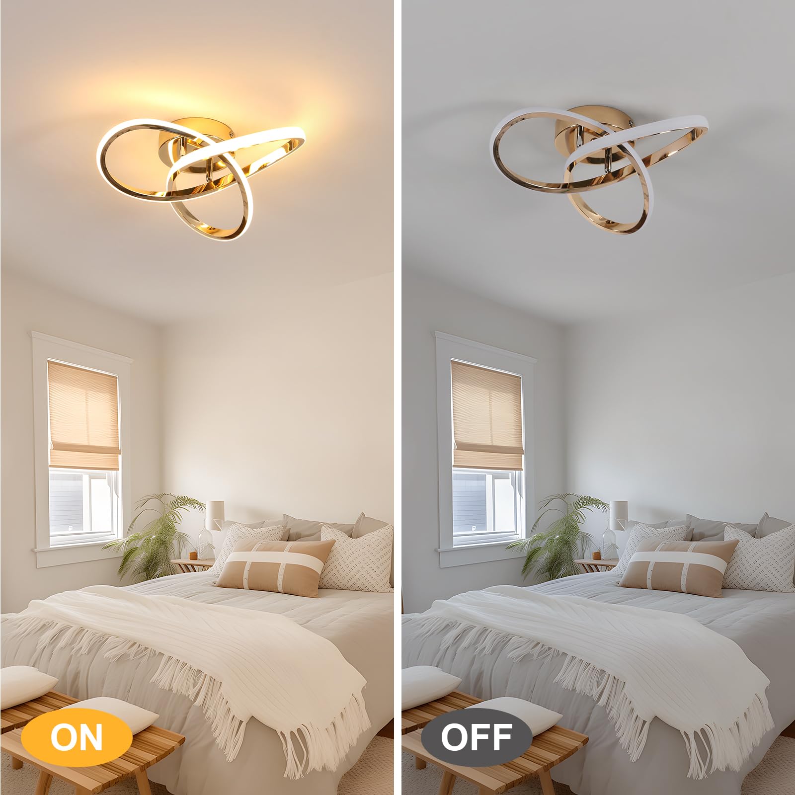 Plafonnier LED, Lustre LED basse consommation, Plafonnier moderne, Luminaire d'allée LED design, 3 températures de couleur (3000K-6000K) - 6