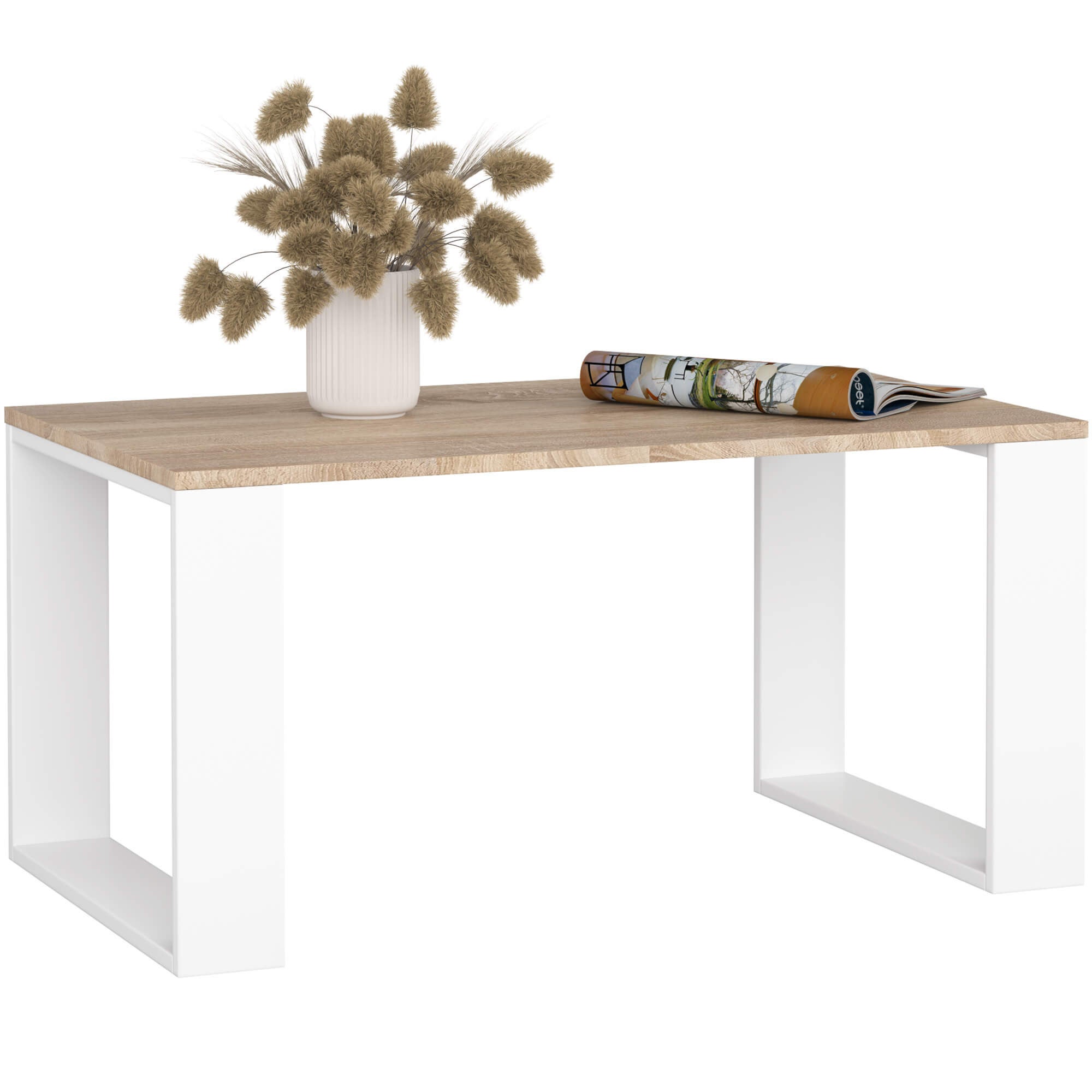 Stolik kawowy AKORD NOX Dąb Sonoma 92 cm nogi kolor Biały 92x53x45 cm