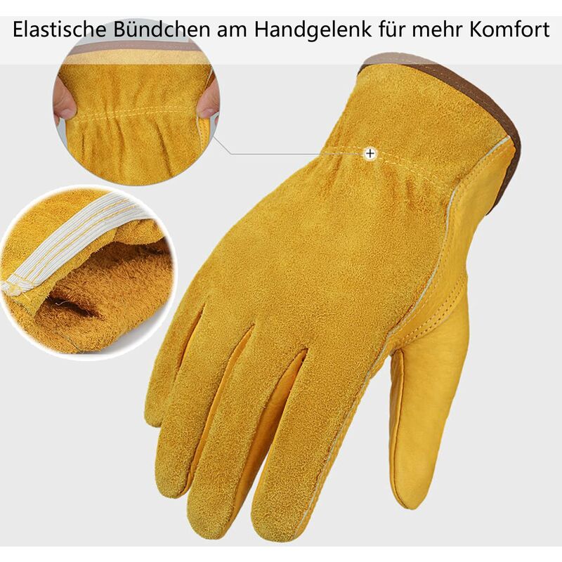 Gants de Jardinage en Cuir de Vachette - Flexibles Cuir Gants de Travail - Résistants aux Épines Gants Gants de Soudeur pour Homme et Femme - 5