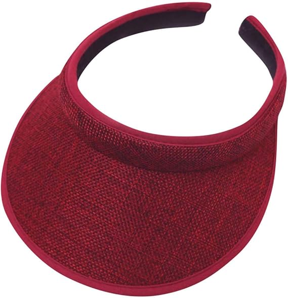 Sportowy kapelusz przeciwsłoneczny — len — unisex — rozmiar dziecięcy (48-52 cm) — bordowy