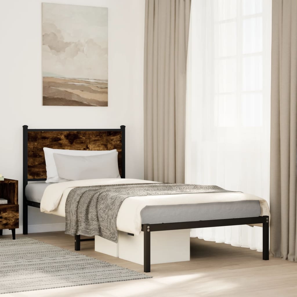 Łóżko Metalowe Czarne Rama łóżka Ze Stelażem Łóżko Do Sypialni Pokoju 80x200 cm