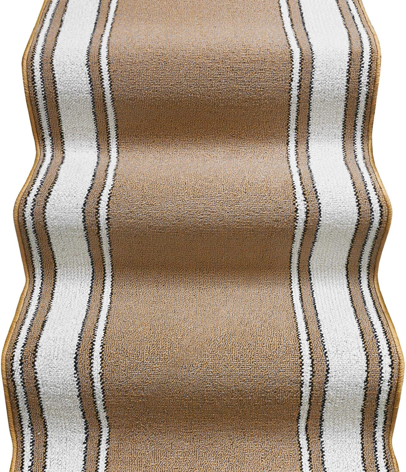 Camino de escalera 67x240 cm alfombra bordeado corredor entrada pasillo cocina peldaños estilo clásico beige