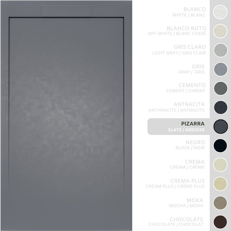 SOULHOME Brodzik prysznicowy– Żywica– Gel Coat– Gładka/Kamienna tekstura – Antypoślizgowy – łupkowy- 130X70- Niski 3cm– Elegancki SAME