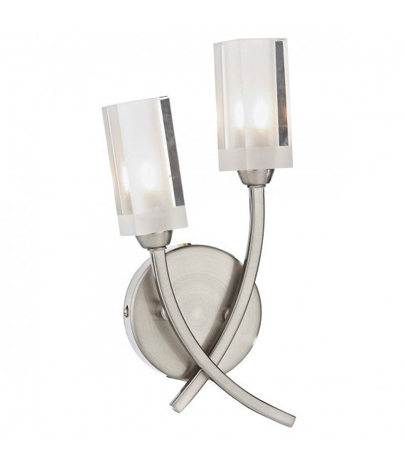 Applique murale Morgan chrome satiné et verre 2 ampoules | Leroy Merlin