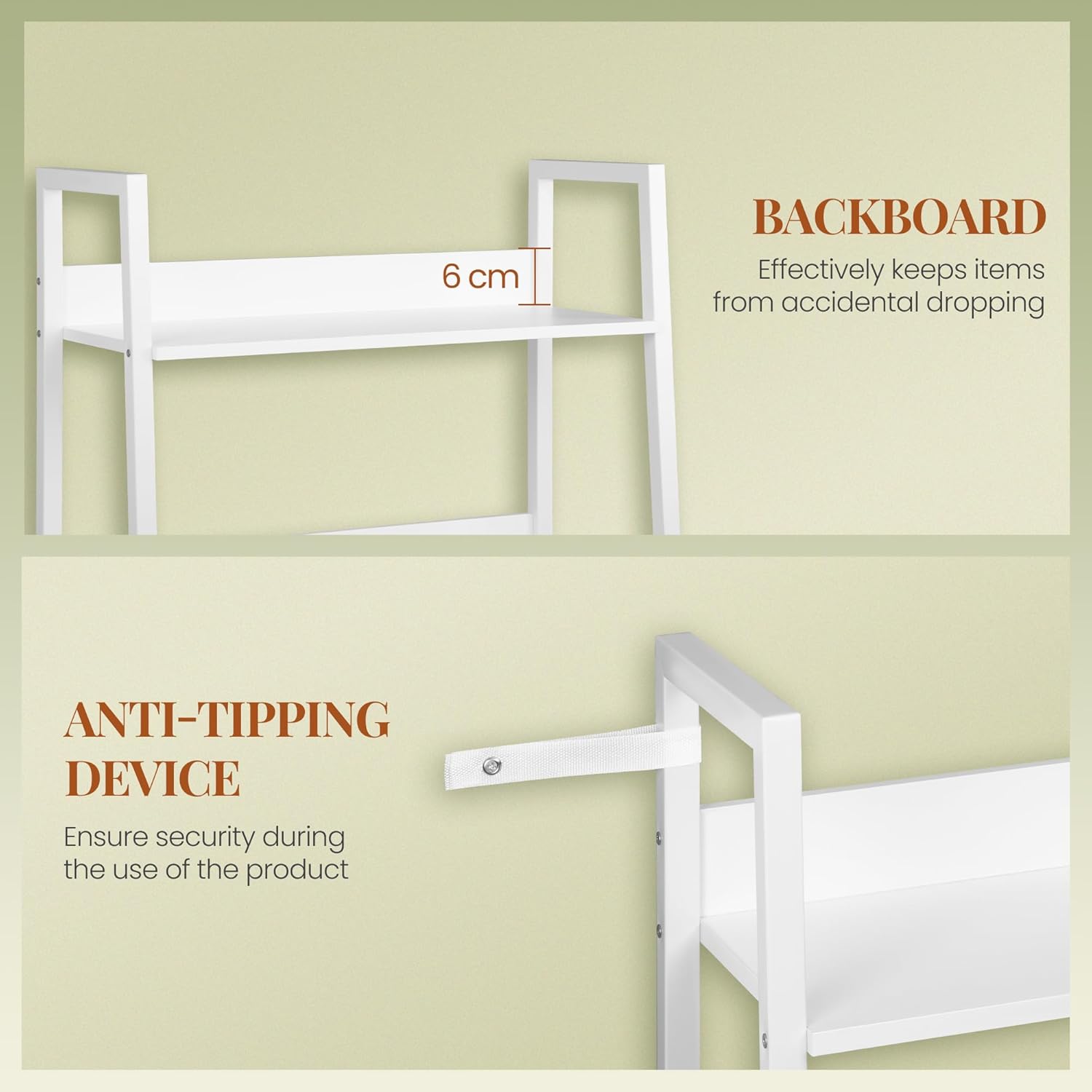 Libreria Scaffale a 6 Ripiani con Ante, Libreria Verticale a Scaletta, Librerias con 4 Ripiani Aperti,Struttura in Acciaio,Ripiani Regolabili,Bianco - 6