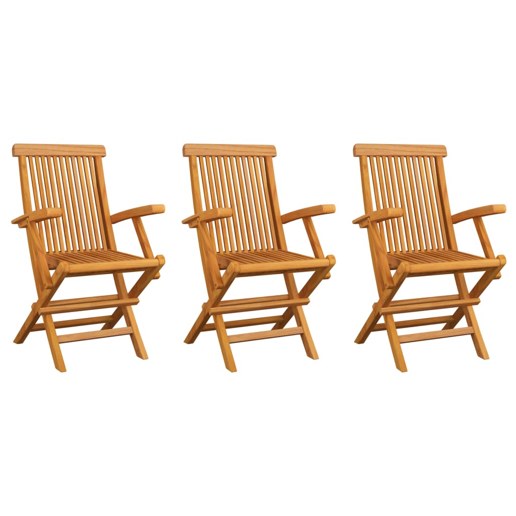 Chaises de jardin avec coussins anthracite 3 pcs Bois de teck 2 - 8