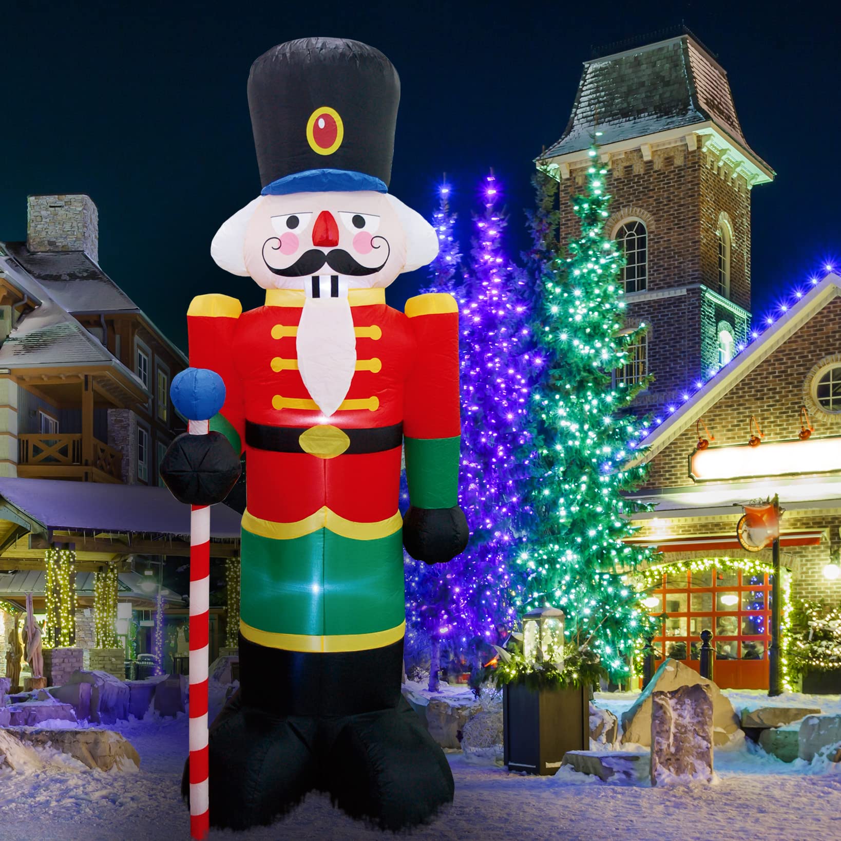 Décoration de Casse-Noisette Classique Gonflable de Noël de 240 cm, Décoration de Noël Lumineuse avec Ventilateur Intégré et Lumières LED - 2
