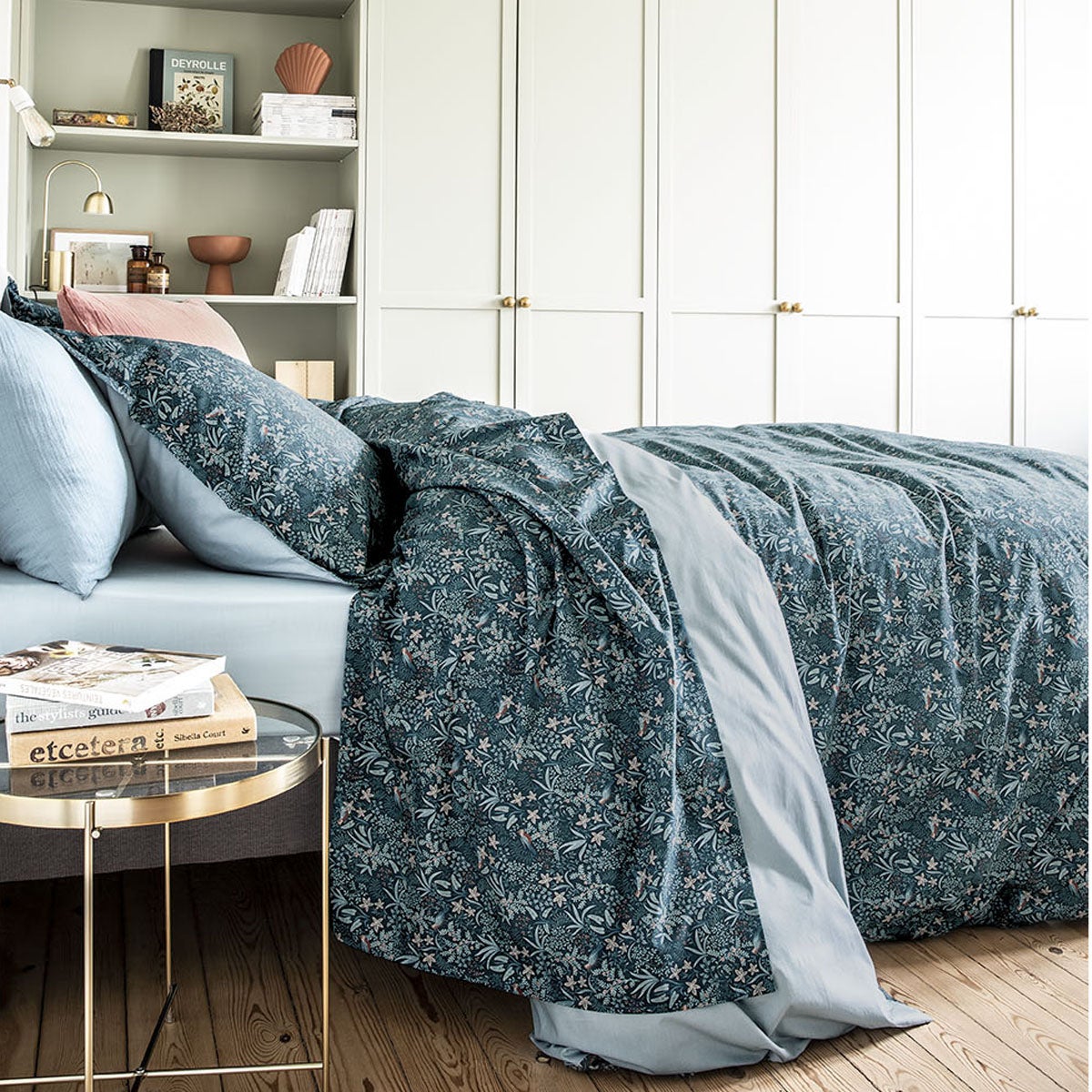 Drap Plat Percale Coton Reflets 240 X 300 Cm - Essix - Bleu Piscine Ondulations Apaisantes