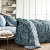 Drap Plat Percale Coton Reflets 240 X 300 Cm - Essix - Bleu Piscine Ondulations Apaisantes