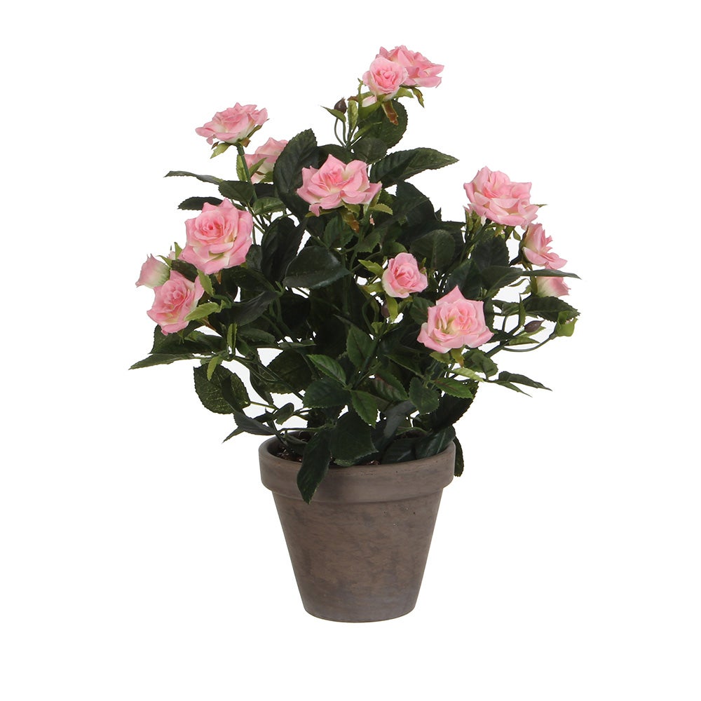Sztuczna róża różowa w doniczce, MICA DECORATIONS, wys. 33 cm - 6