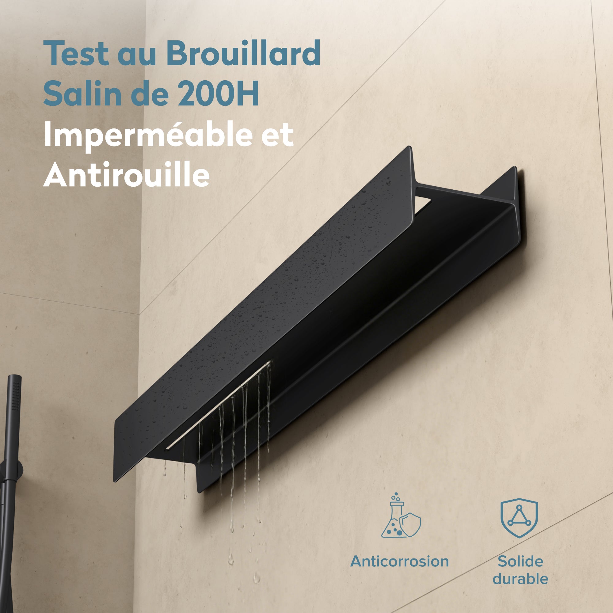 doporro Serviteur de Douche Mural Amovible avec Porte-Serviettes Étagère Douche Noir Mat Organisateur de Toilettes pour Salle de Bain Reglo-03 - 3