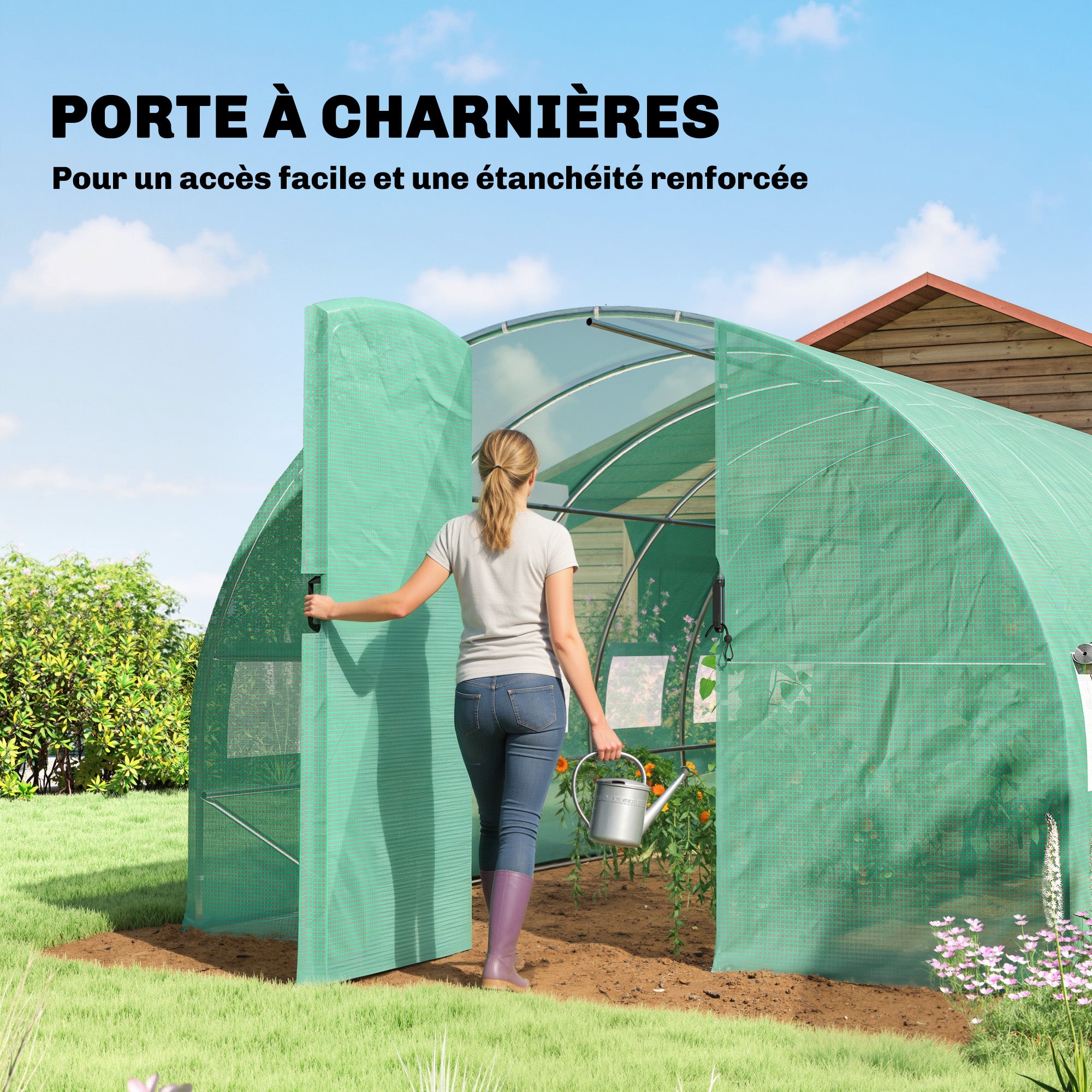 Serre tunnel de jardin PE Outsunny - 6