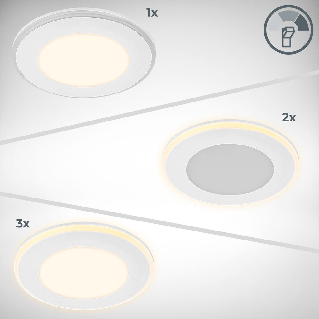 Lot de - spots LED encastrables - avec fonction veilleuse - 4,9W 425lm - 3000K - IP20 - blanc mat - B.K.Licht - 3