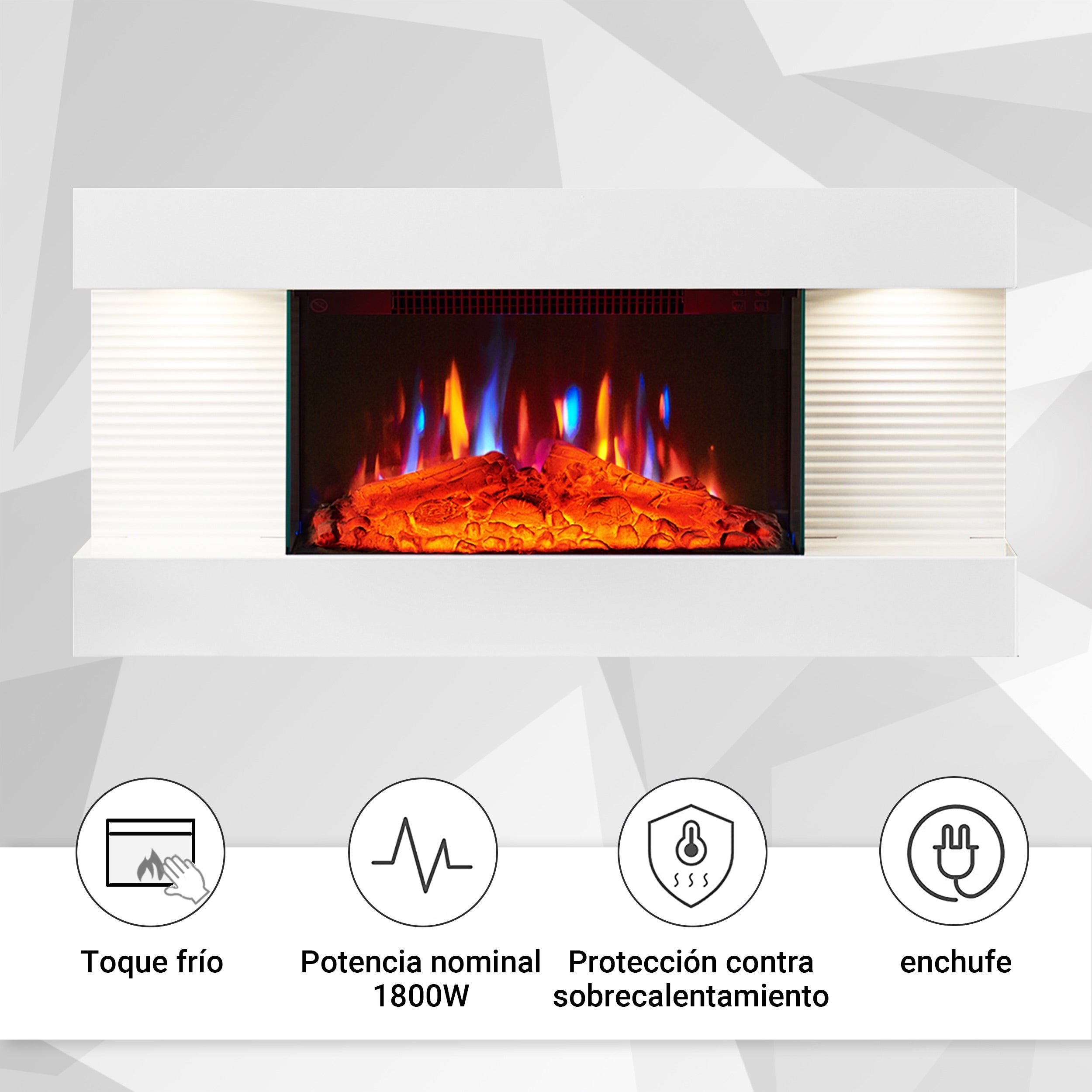 Cheminée électrique BALDERIA Ida – Cheminée murale - Blanc - 6